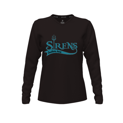 [FTLVPTBK-FYXS-LOGO2] Decker Performance T-Shirt (Female Youth XS, Black, V Neck, Logo 2, Long Sleeve)